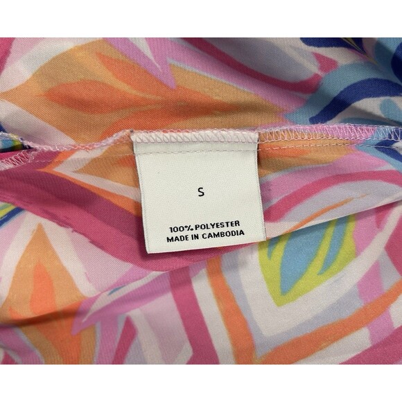 Van Winkle & Co Maxi Dress Side Seam Tropical Floral Beach Bright Colorful Sz S - Picture 9 of 9